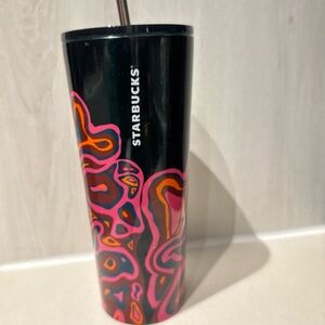 Starbucks Cup Fall 2023 Black And Magenta Wavey Graphic Stainless Steel 24 Oz.
